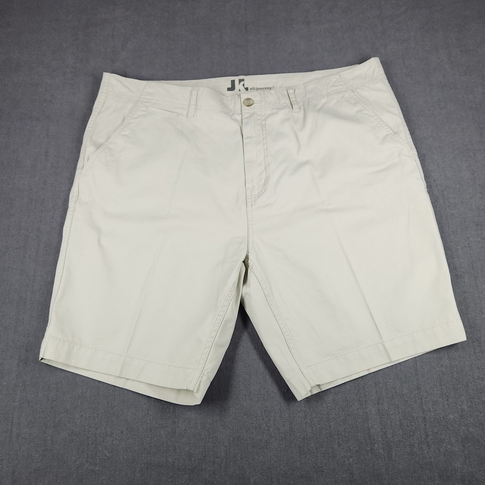 JKL Shorts Mens Size 42 Beige Tan Flat Front Chino All Journey Khaki‎ 8"